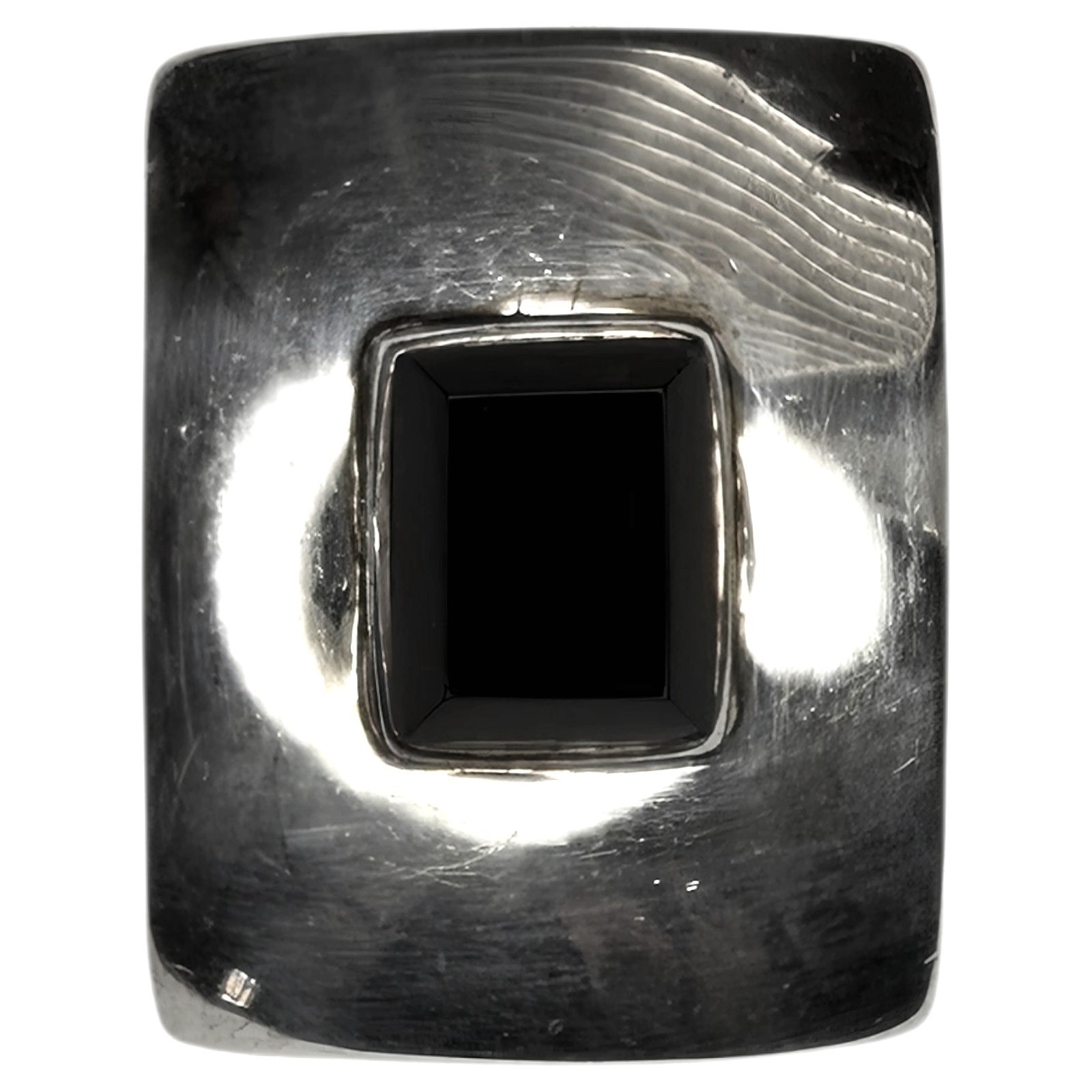 Vintage Slider Pendant Black Sterling Silver 925 Modern Faceted Stone